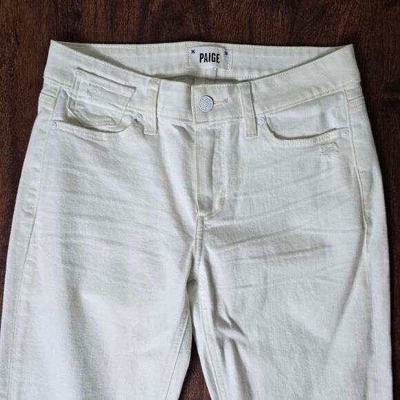 Paige Brigitte Mid-Rise Tailored Boyfriend Raw Cuff in White Wave Destructed - Picture 2 of 9